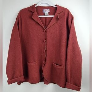 April Cornell vintage wool button-down maroon sweater with pockets, size L